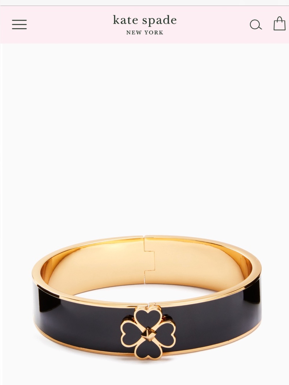 kate spade NWT new Black and Gold Enamel Bangle Clover spade floral
